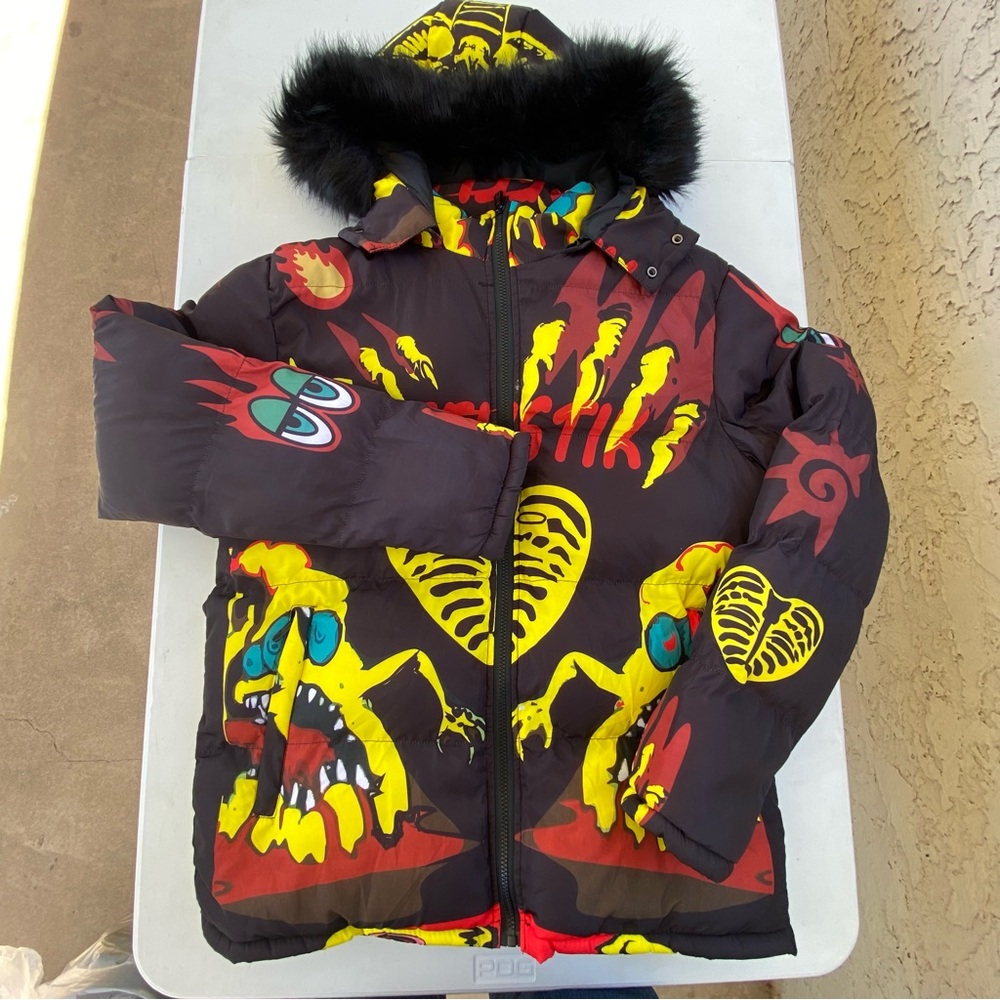 Reelistik Streetwear Hip Hop Jacket Puffer Coat with Hood Y2K grunge street